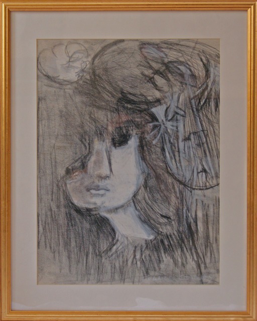Girl Dreaming   Conte and Pastel  on paper   £300  60cm by 4